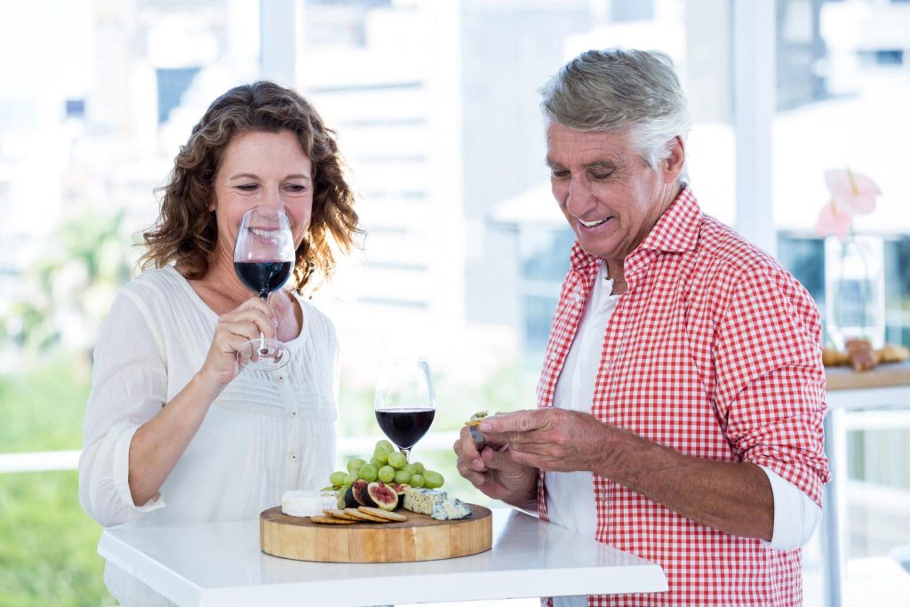 Couple consuming wine in moderate level for health